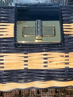 J. CREW NEW Woven Straw Clutch Bag in Black and Natural